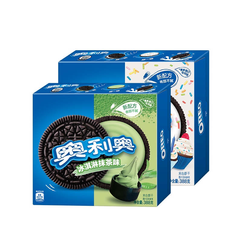 亿滋 奥利奥夹心饼干388g*2 冰淇淋夹心抹茶生日蛋糕味休闲网红口味零食香甜不腻