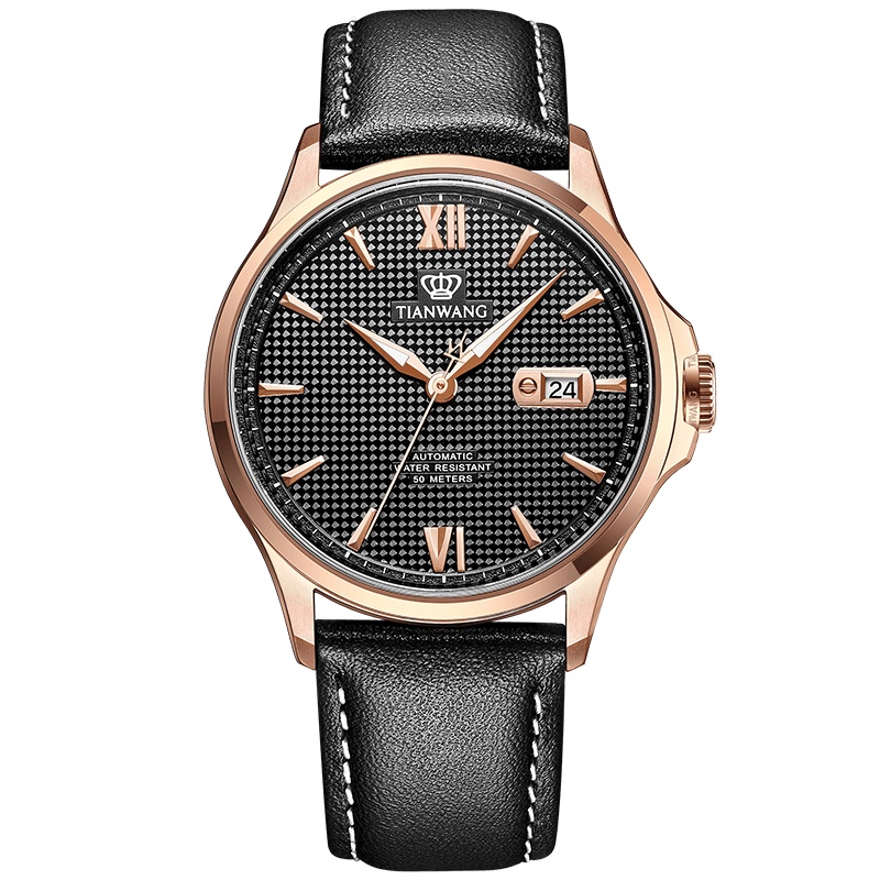 天王表(TIANWANG)手表 自动机械表男士腕表休闲商务夜光皮带手表51157