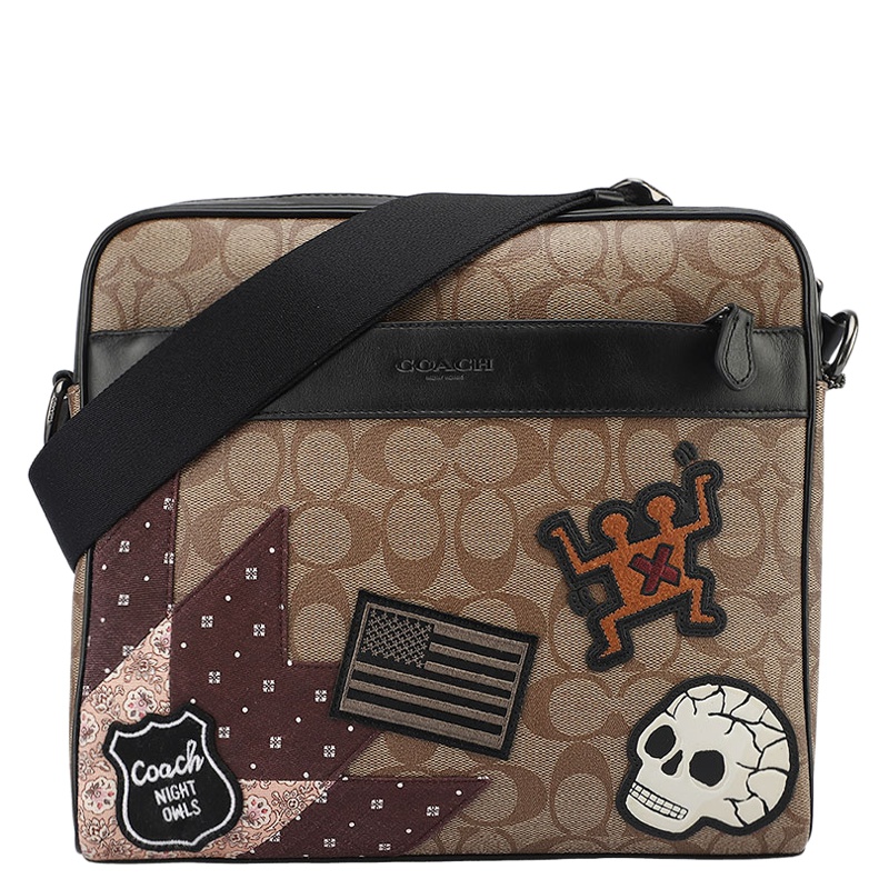 [直营]蔻驰(COACH)KEITH HARING CHARLES相机包 涂层帆布C纹老花拉链补丁单肩包斜挎包 男包