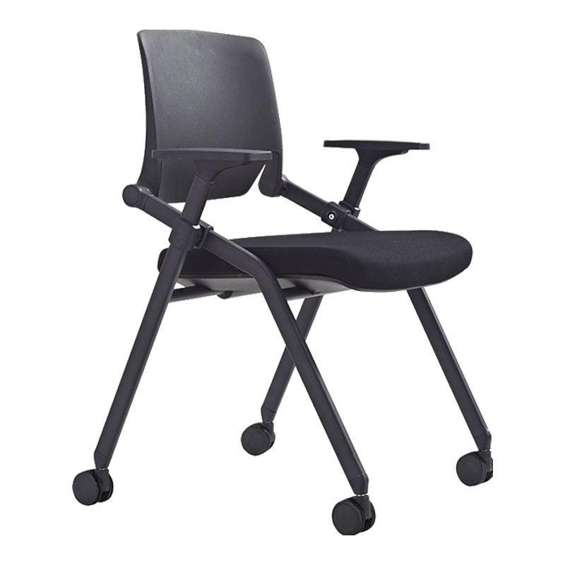 创世人 软坐包培训椅会议椅会客椅折叠一体滑动带轮子职员椅办公椅多色可选(4把起拍)