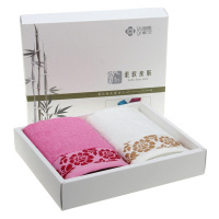 洁丽雅(grace)毛巾家纺纯棉竹浆纤维缎档素色柔软亲肤 竹の棉2 76*34cm 礼盒两条装 340g 76*34CM