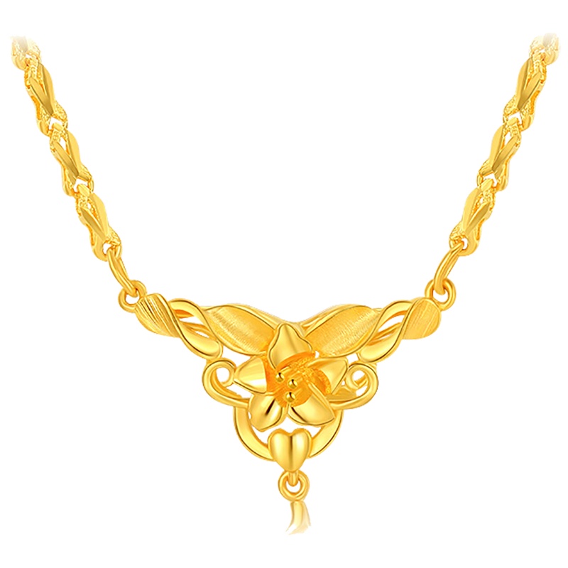 佐喜佑福 黄金项链女款 999足金香水百合花美妆套链 婚嫁送礼 约10.05-10.10克 CLCYYF1020CD