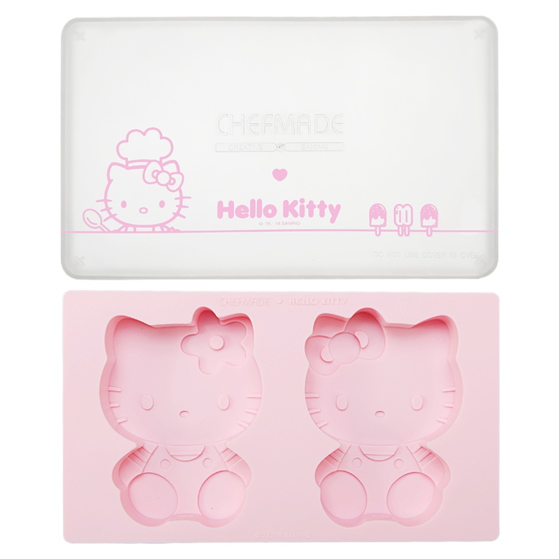 学厨 HELLO KITTY凯蒂猫图案卡通硅胶食品级雪糕模具冰淇淋冰激凌冰棍冰棒模具家用diy自制带盖带棍 KT7048