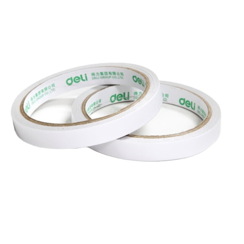 得力30401棉纸双面胶带12mm*10y*80um 24卷/袋