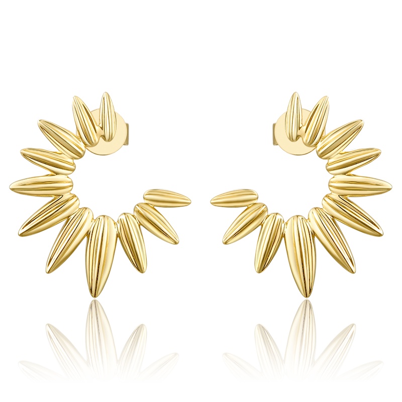 周大生彩金耳钉女 梵高系列 正品气质花朵750新款18k彩金耳环耳饰