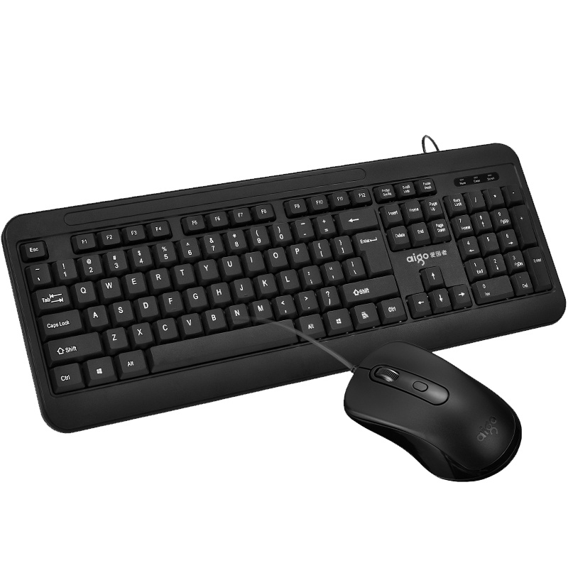 aigo爱国者USB有线键鼠套装 台式电脑笔记本办公家用游戏键盘鼠标套装网吧男女通用静音无声 AK1801