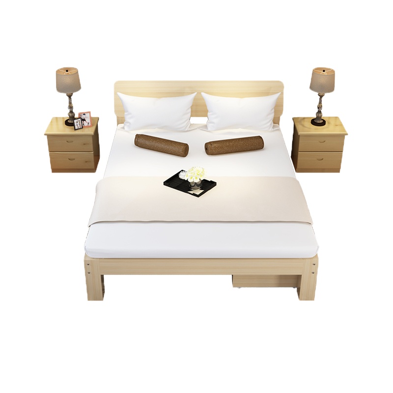 床1.5米现代简约出租房单人床简易1.2m双人1.8经济型松木床架