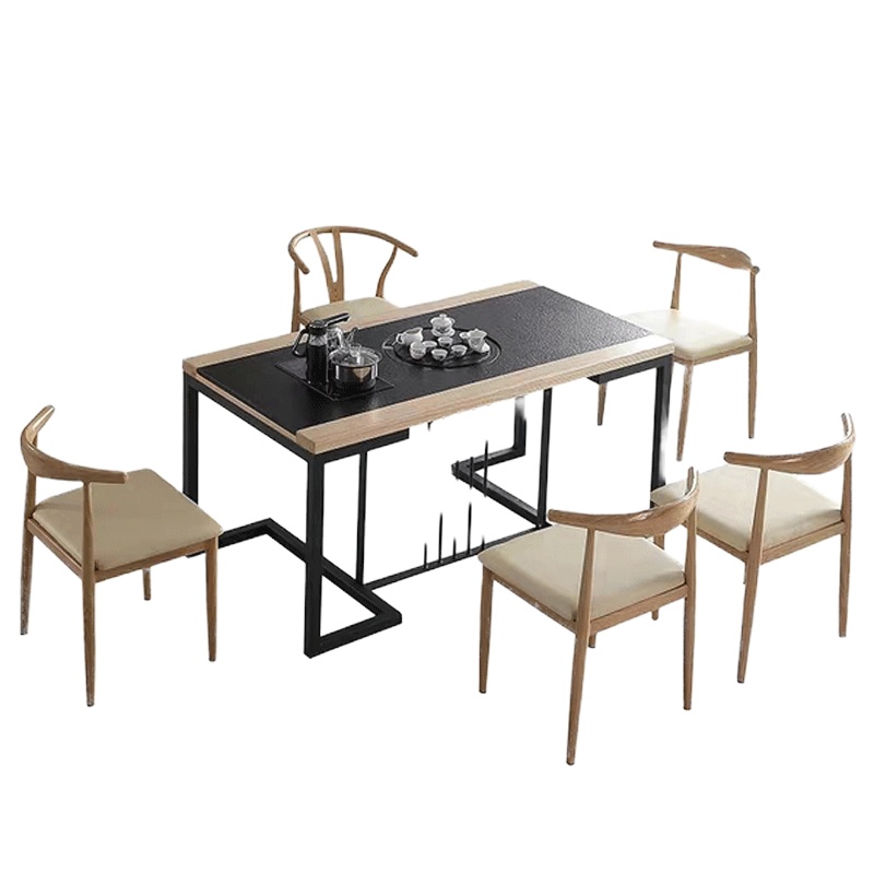 鑫金虎 现代简约办公室功夫茶几1.3米茶桌椅组合套装客厅功夫泡茶台几