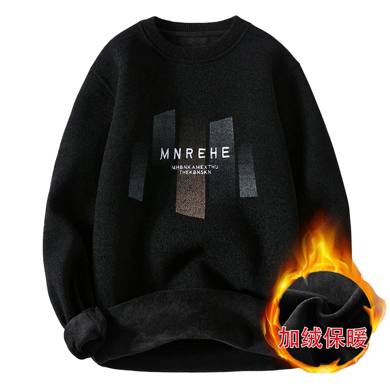 茜靓CHYLLIRN男士秋冬季毛衣2020新款外套潮流针织衫加绒加厚打底衫保暖上衣服