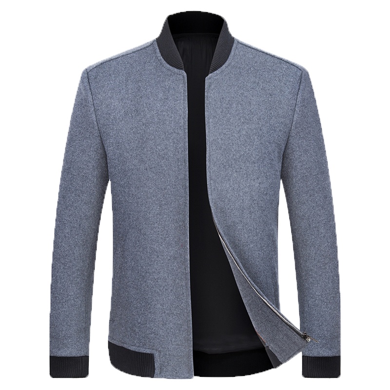 春秋款羊毛呢男士夹克男休闲男装中青年时尚棒球保暖爸爸外套 SQW2018