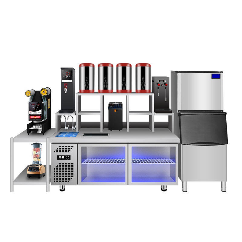 猛世水吧台奶茶店设备全套商用小食店贡茶台厨房冷冻冷藏操作台冰柜工作台 1.5米常温