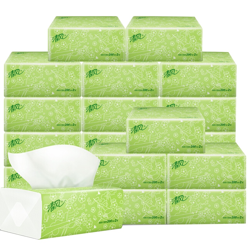 清风（APP）抽纸 柔韧2层200抽软抽*20 包纸巾