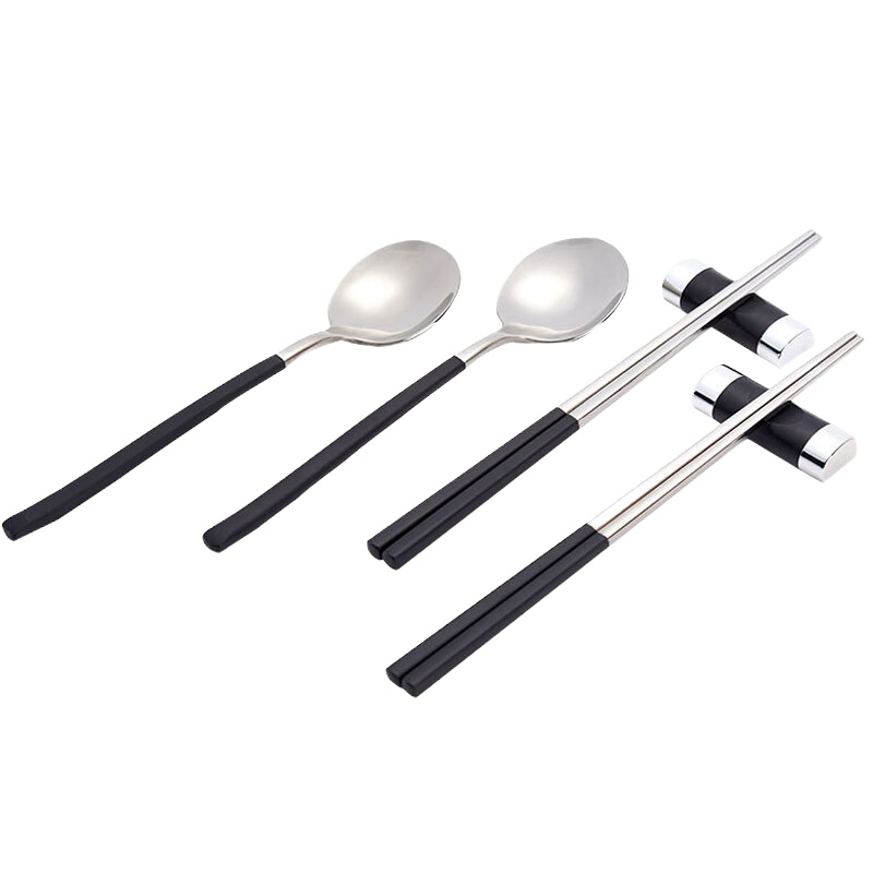 【多样屋】勺子筷子餐具套装礼盒天成六件套餐具礼盒-银色镀钛