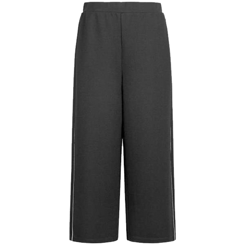 【热卖】拉夏贝尔2019秋新款宽松七分直筒裤女百搭西装休闲黑色高腰阔腿裤