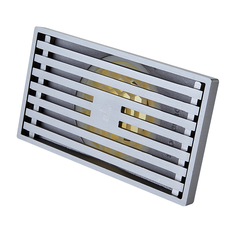 潜水艇（Submarine）LTKC50-10 全铜淋浴地漏 镀镍拉丝长条地漏 防虫防臭