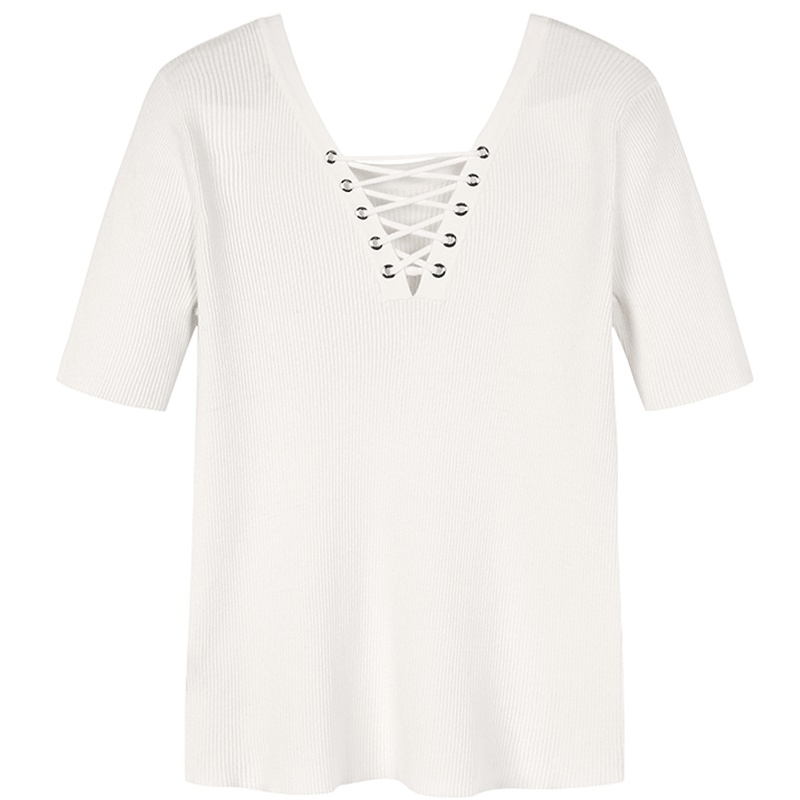 马克华菲女装2019春新chic绑带V领简洁套头针织