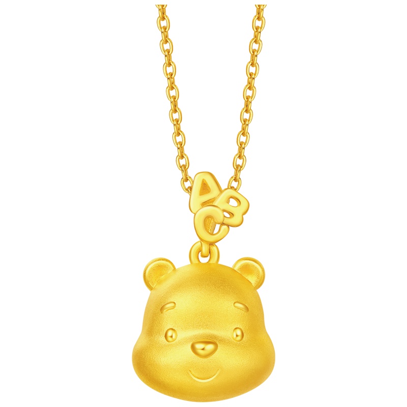 周大福珠宝首饰迪斯尼小熊维尼ABC足金黄金吊坠R21836