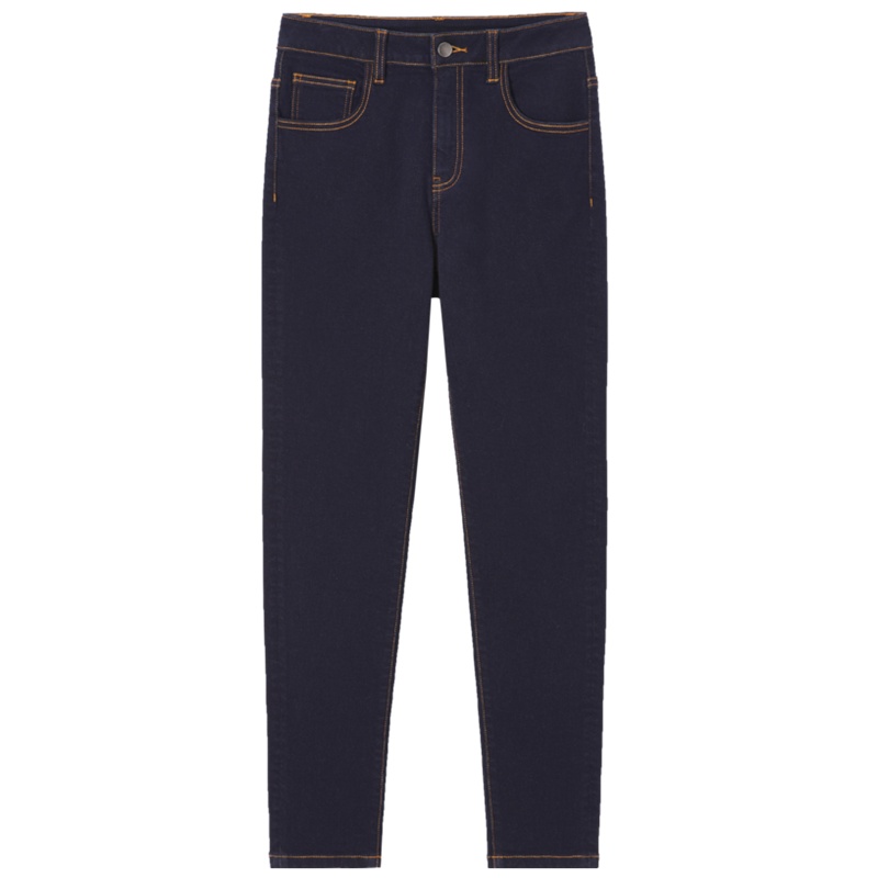 【满198减100预估价：98】森马牛仔裤女高腰小脚裤保湿润肤2021年早春新款黑科技铅笔裤明线