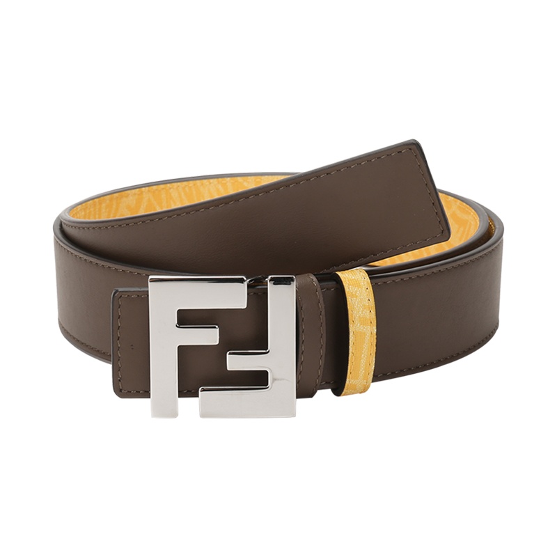FENDI 男士 涂层面料配皮板扣式双面皮带腰带7C0424 AFSZ