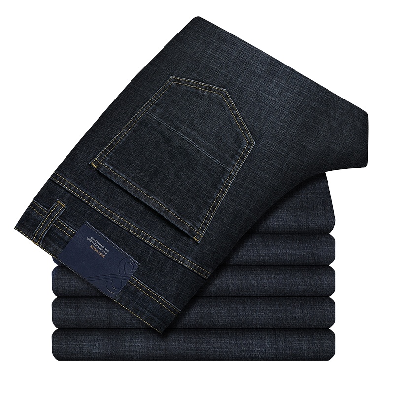 恒源祥牛仔裤男2021夏新款男士长裤微弹中年商务休闲男裤子