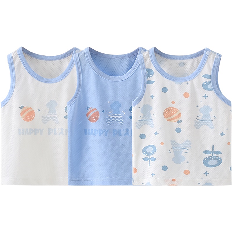 童泰(TONGTAI)夏季款3-18月婴幼儿男女宝宝衣服轻薄背心短袖上衣三件装儿童背心