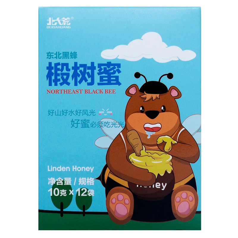 北大荒 东北黑蜂 蜂蜂熊系列 椴树蜜纯蜂蜜120g 便携装