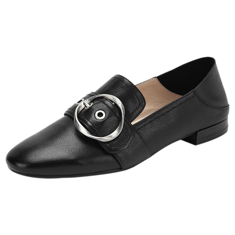 达芙妮新款休闲学院率性饰扣两穿鞋