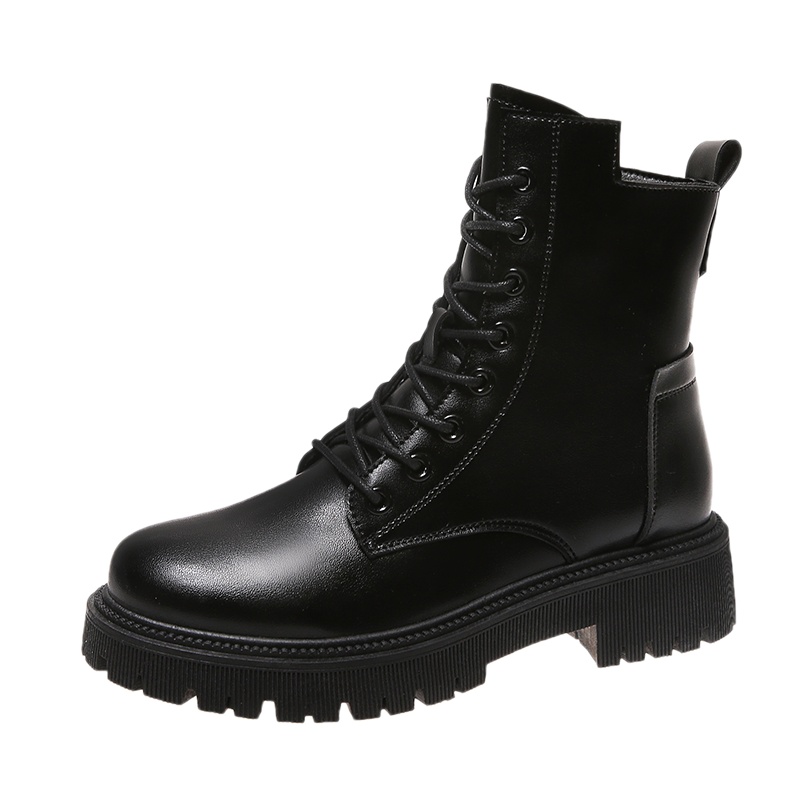 木林森女鞋加绒保暖马丁靴子女新款鞋子冬季棉靴百搭厚底秋冬英伦风短靴潮