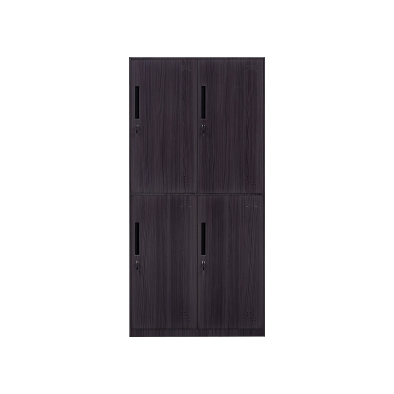 星岛木纹钢制更衣柜办公室办公柜铁皮柜子档案柜资料柜书柜带锁储物柜4门更衣柜灰柚木纹