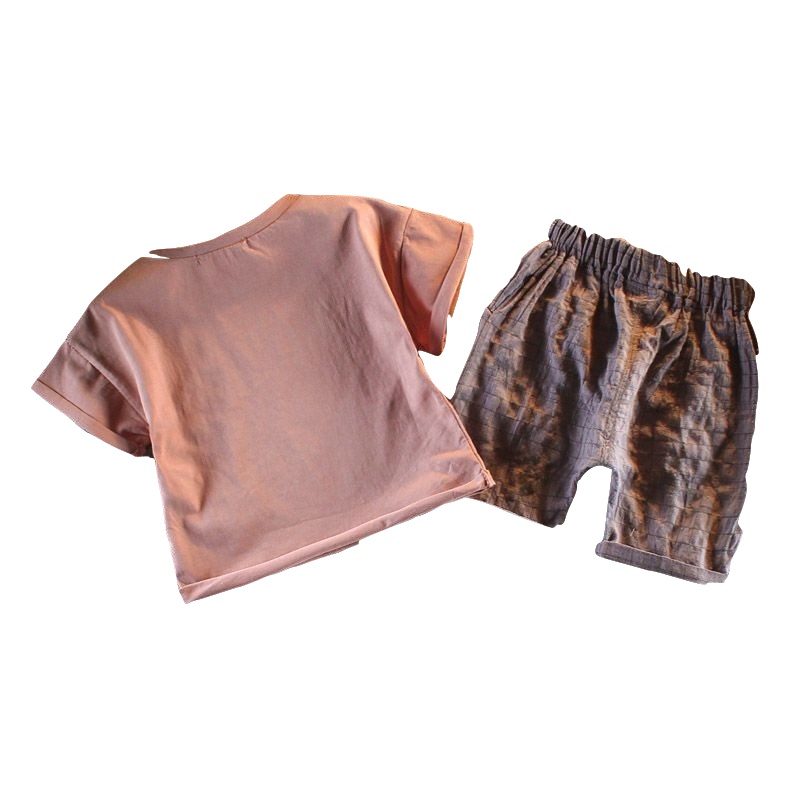 宝宝套装男夏季短袖1-3岁潮2019新款5小童洋气衣服男童条纹两件套 莎丞