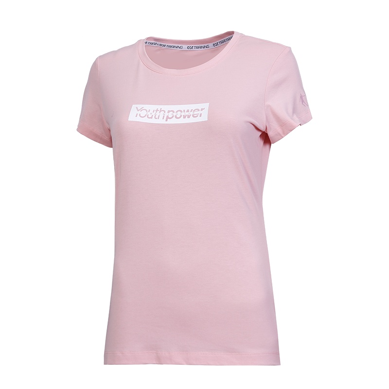 乔丹运动短袖女装2022夏季新款宽松棉质圆领半袖上衣字母印花短T国潮时尚透气跑步健身学生百搭t恤运动服饰女士运动T恤