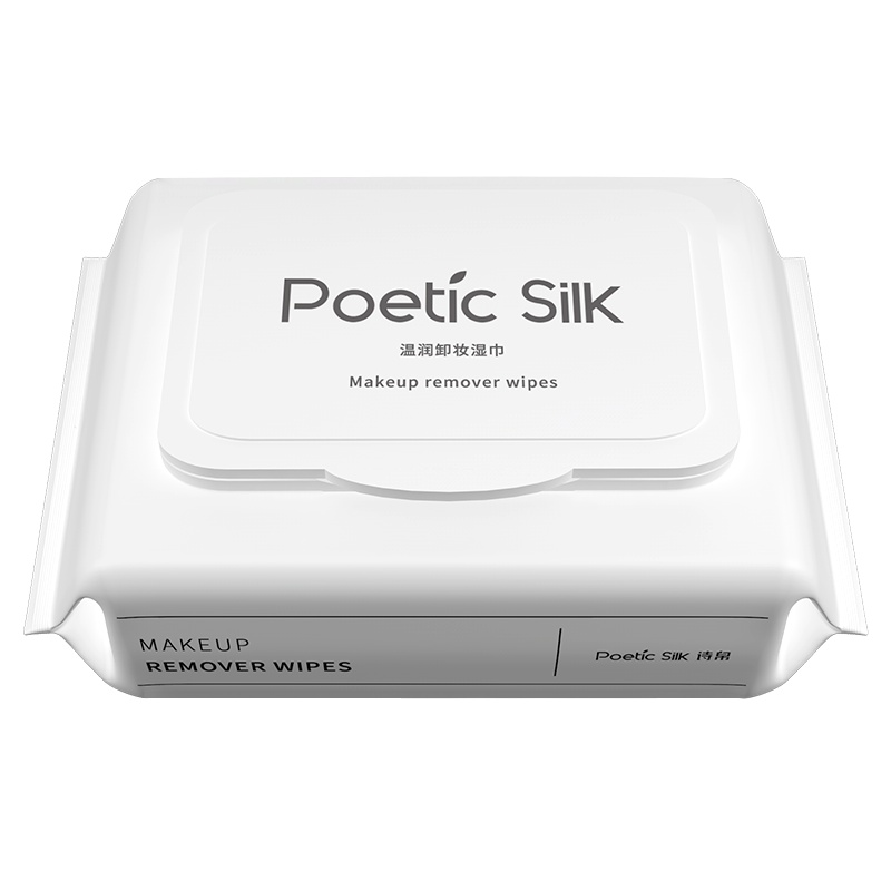 诗帛(Poetic Silk)一次性洗脸巾卸妆湿巾深层清洁温和 抽取式水棉性无刺激 1盒装