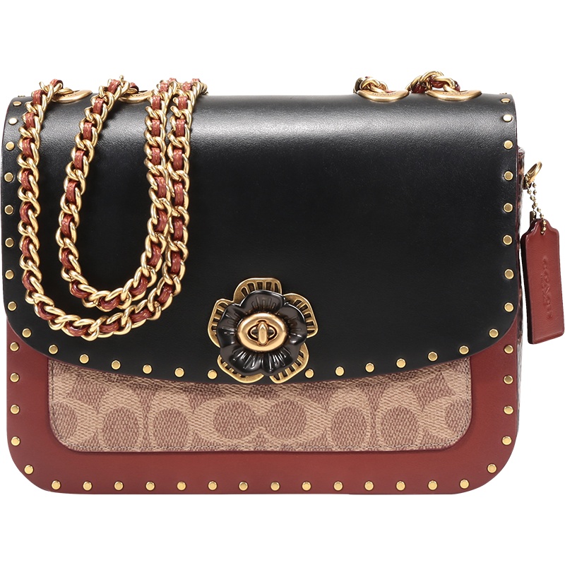 COACH 蔻驰 女士 专柜款MADISON系列涂层帆布配皮山茶花手提单肩斜挎包链条包 4679