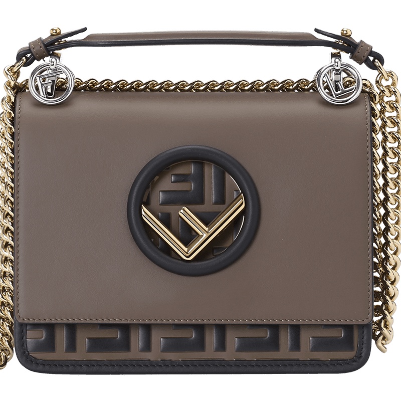 预订 FENDI 芬迪 KAN IF 手提口盖包 单肩包 斜挎包迷你 F环标老花款8BT286金扣
