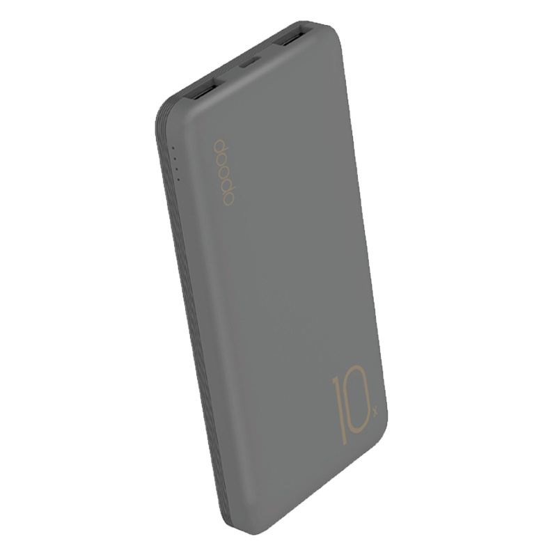 doodo杜多10000毫安充电宝 MP001 灰色移动充电电源 小巧便携快速充电双USB输出 适配苹果安卓