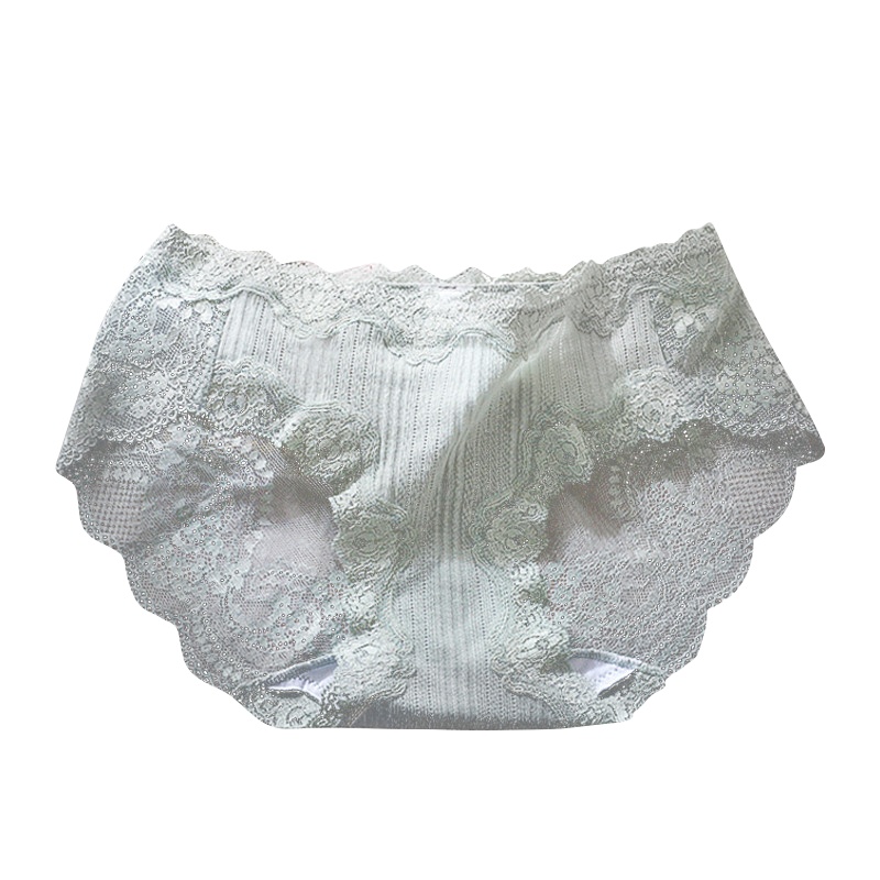 浪莎3条内裤女纯棉裆抗菌中腰裤头性感蕾丝透气提臀女士三角裤