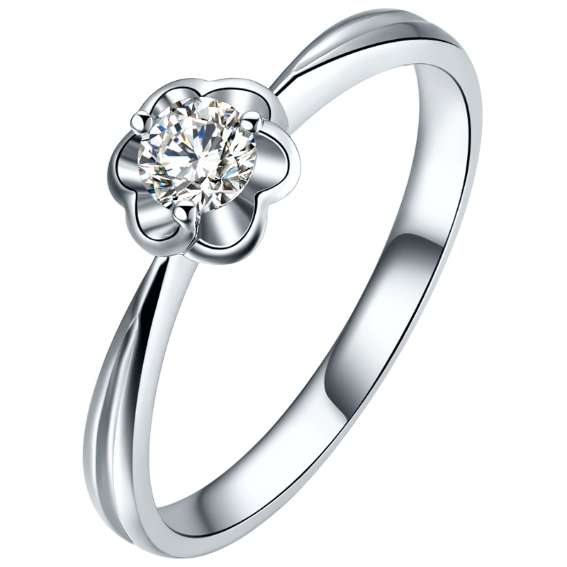 周六福(ZHOULIUFU)珠宝PT950铂金花朵钻戒 女士款经典钻石戒指 wp