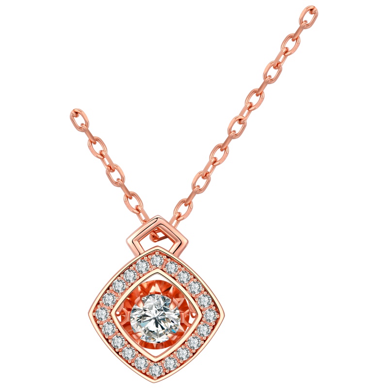 佰色传情绯吻七夕情人节S925纯银口红项链红唇吊坠玫瑰金礼物