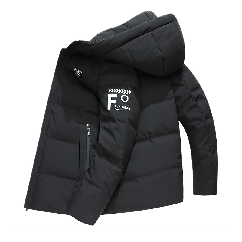 雪中飞男装2019秋冬新款时尚个性印花字母连帽短款羽绒服上衣