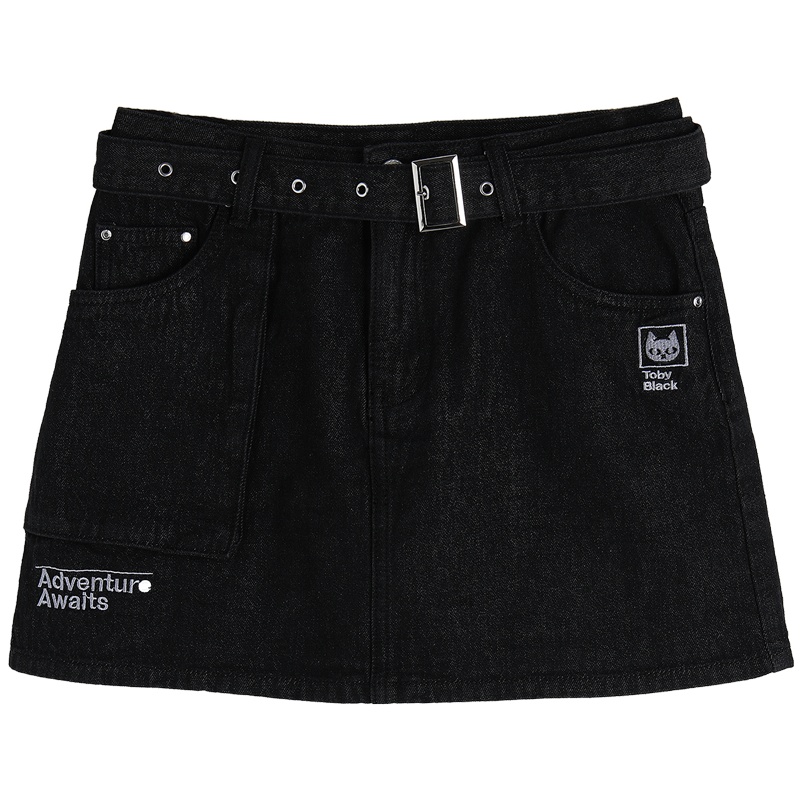 a02商场同款时尚大口袋牛仔裙腰带A字半身裙女D1U2D0281SK