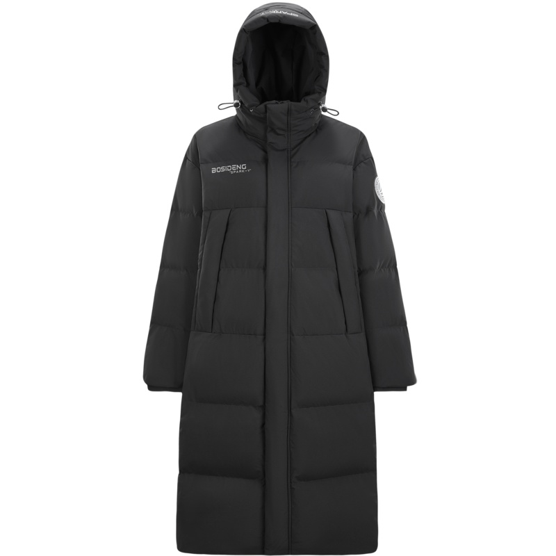 波司登情侣款男女时尚运动连帽长款过膝防风羽绒服B10143990