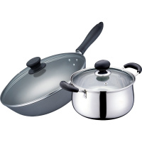 爱仕达汤炒两件套AM02CT 汤锅、炒锅组合装