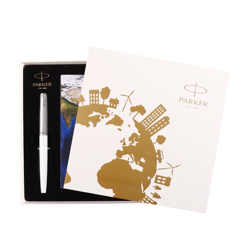 派克（PARKER）签字笔礼盒 乔特复古白白夹宝珠笔+AR笔记本礼盒套装