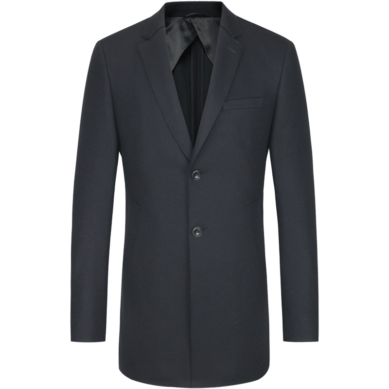 Youngor/雅戈尔男装商务休闲羊毛混纺 修身剪裁 优雅素色黑色大衣001AWY