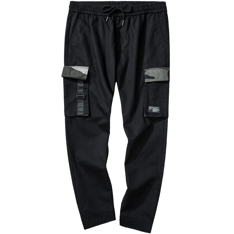 千纸鹤男装休闲裤2019秋季新款时尚休闲纯棉宽松港风束脚工装裤潮90323