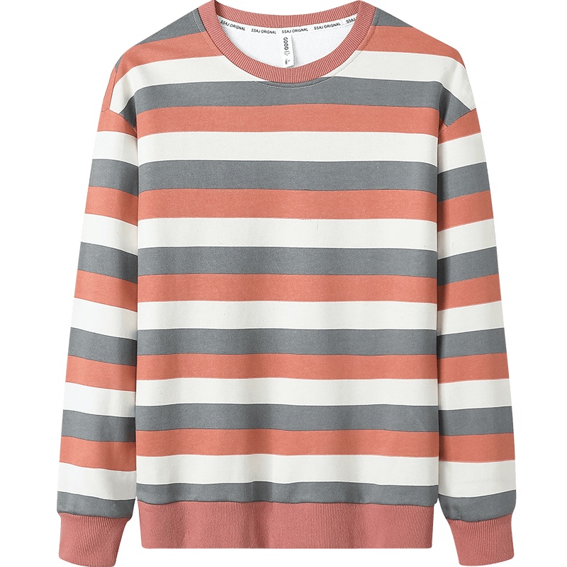 JEEP SPIRIT吉普卫衣2021秋季新款圆领套头上衣宽松长袖男美式韩版外套条纹卫衣