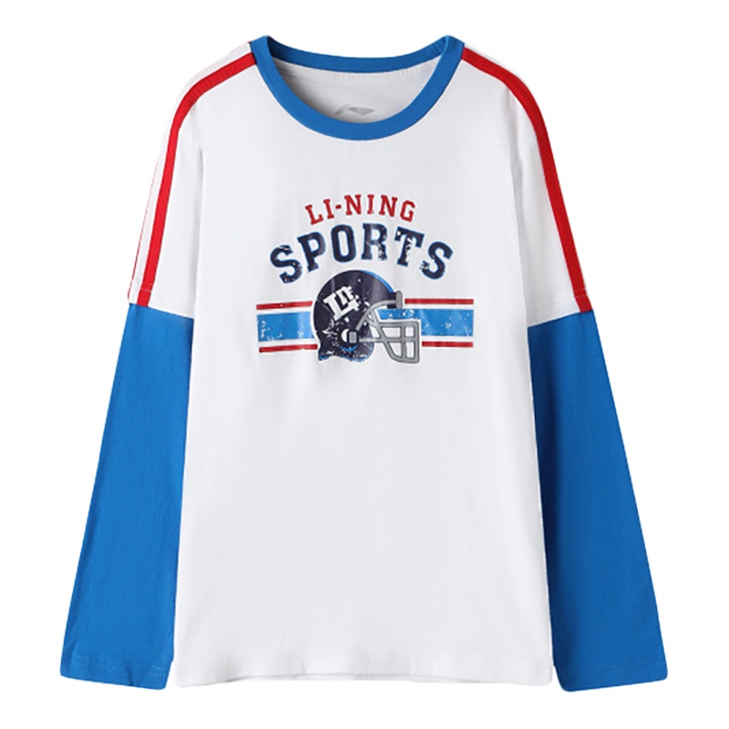 LI-NING KIDS男童中大童时尚圆领长袖T恤