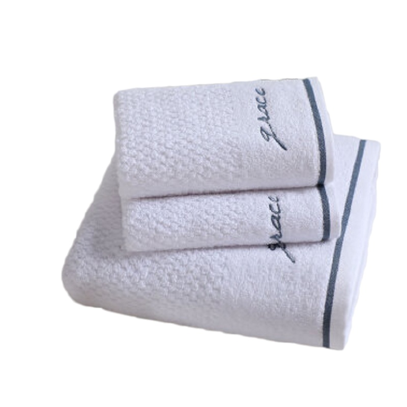 毛巾套装洁丽雅(Grace)浴巾家用纯棉1浴巾+2毛巾 组合装 白色
