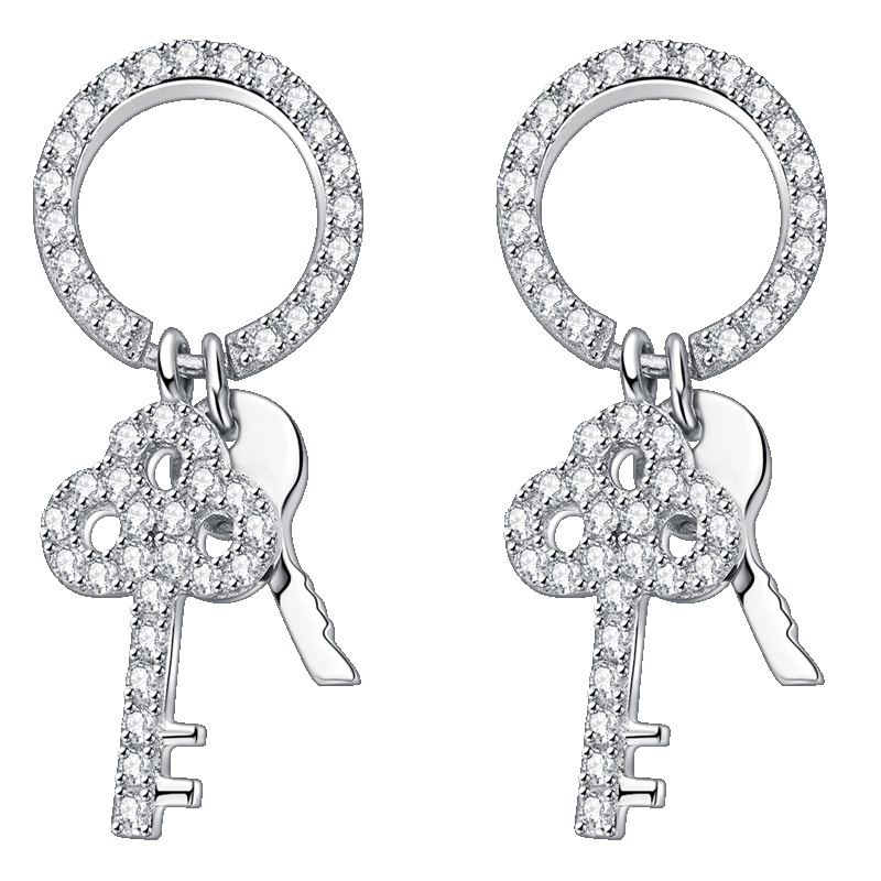 佰色传情(BRIR) 日韩版创意个性钥匙S925银耳环女时尚潮流耳钉