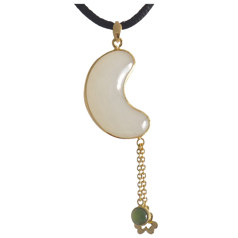 梦克拉 Mkela 足金镶和田玉吊坠 月光爱人 玉石吊坠